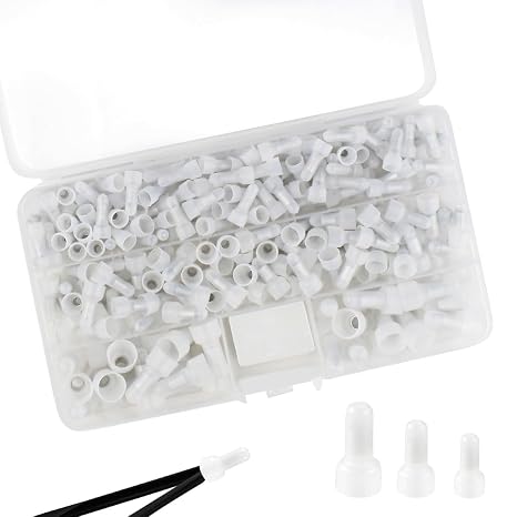 250 Pcs Closed End Wire Crimp Connectors and Terminals Kit - 22-18 18-14 12-10 AWG Gauge Nylon Core Insulated Cap Connector Terminal (White)