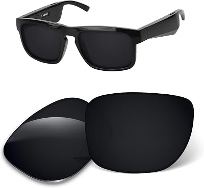 1.6MM Replacement Lenses Compatible With BOSE Tenor BMD0011 Sunglasses, Anti-Scratch and Impact Resistant Dark Black