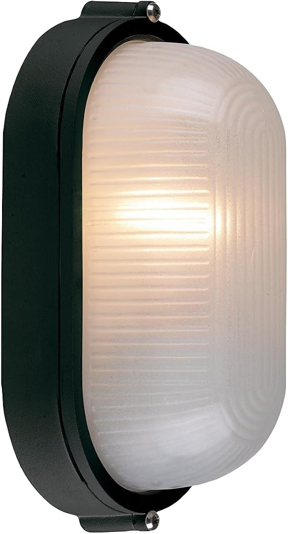 Aluminum Nautical Bulkhead Light, Glass Outdoor Marine Flush Mount Ceiling Lighting, Integrated E27 Wall Fixture with Frosted Glass Lens, One-Round Waterproof