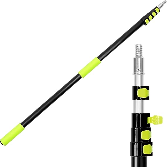 QWORK Telescopic Extension Pole - 4.5-18 FT Aluminum Multi-Purpose Paint Roller Extension Pole for Dusting Window Cleaning