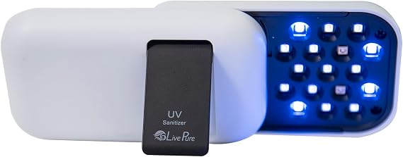 LivePure Handheld UV Light Sanitizer. Portable UV Light for Disinfecting Room, Kitchen, Car, Bathroom, Household Surfaces. White