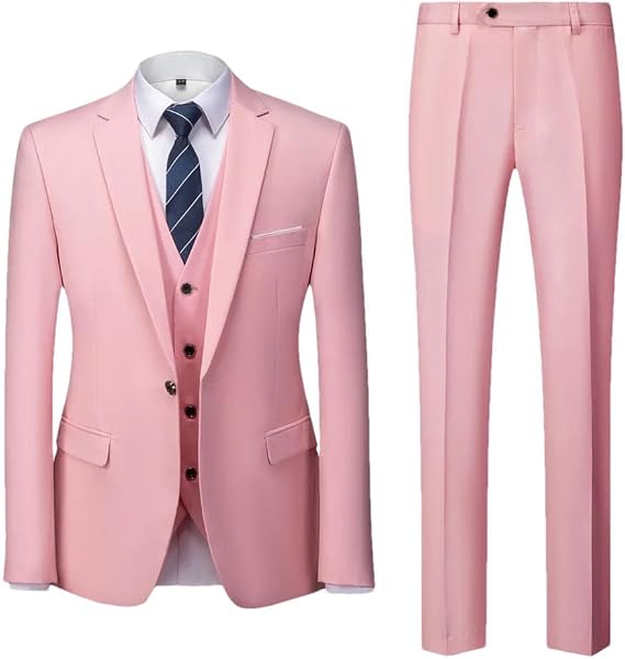 Men's Official Business Solid Color Suit (Jacket + Vest + Pants) Wedding Dress Party Male Suit