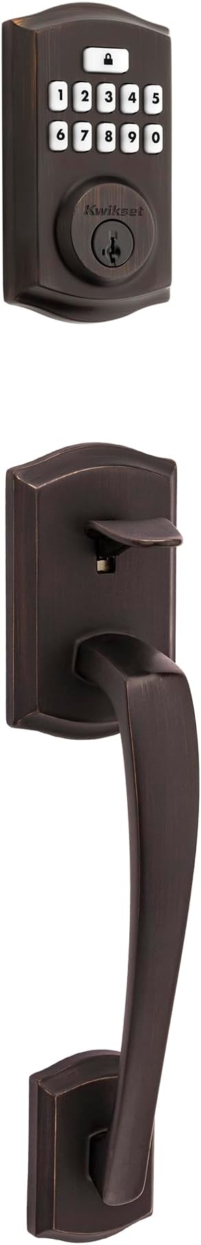 Kwikset SmartCode 260 Keyless Electronic Keypad Deadbolt with Prescott Entry Handleset, Microban Protected Keypad, Auto Door Lock, SmartKey Re-Key Security, Venetian Bronze