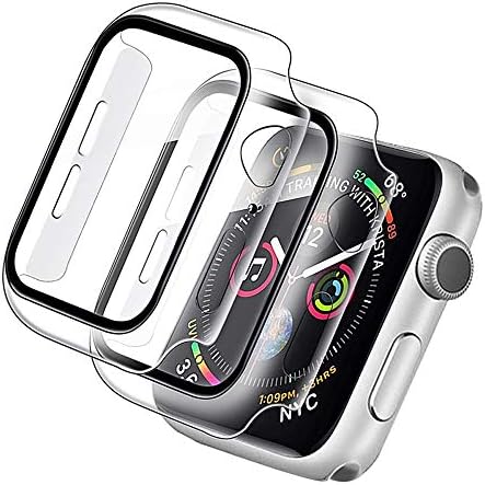 Watch Case Compatible for Apple Watch Series 5Series 4Series3 Series2Series1 40mm with Built in 9h Tempered Glass Screen Protector- Hard PC Case Overall Protective Cover Transparent