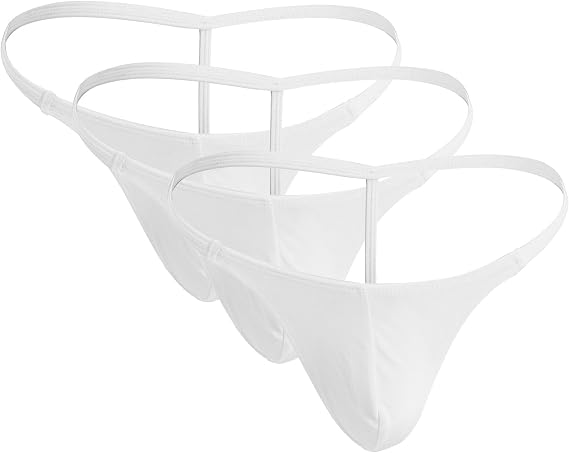 Mens T-Back Thongs Comfy Sexy Low Rise Bikini Under Panties G-String Briefs Bulge Pouch Underwear 3-Pack