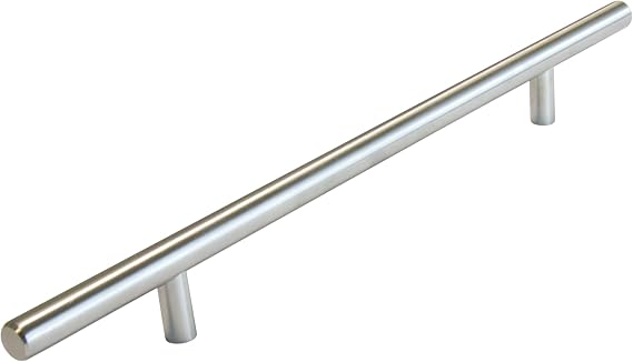 RCH Hardware Stainless Steel Modern Cabinet Drawer Handle Pull, 7 9/16" Center to Center, 12" Length, Brushed Stainless Steel