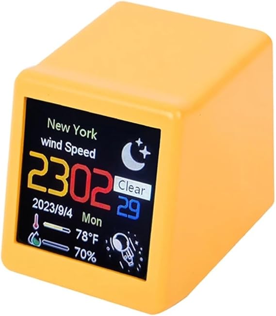 Alarm Clock Smart Weather Station Clock For Gaming Desktop Decoration for Bedroom, Office& Travel(YELLOW)