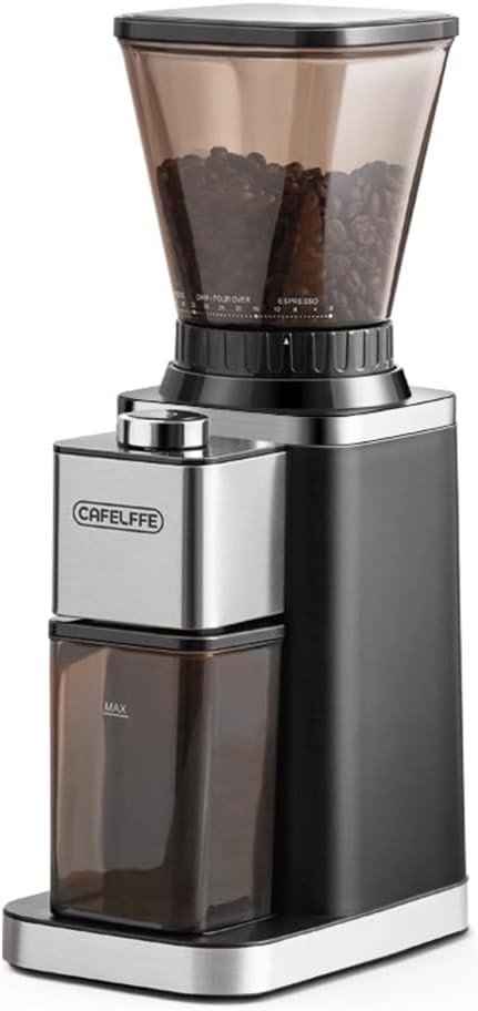 Cafelffe Automatic Conical Burr Coffee Grinder Electric Espresso Coffee Bean Grinder With 48 Precise Grinding Setting And Anti-Static For Espresso/Americano/Pour Over/Drip/French Press Black