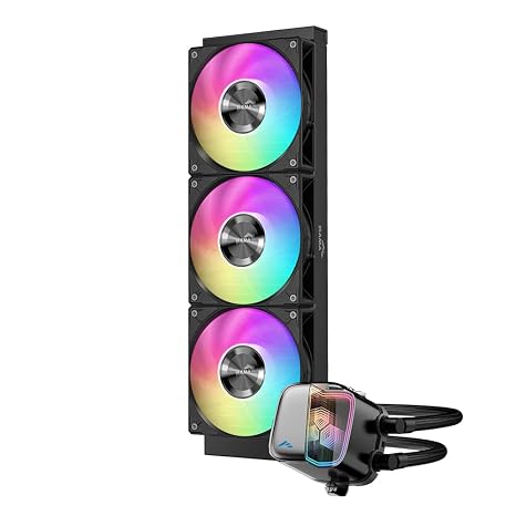 SAMA L70 360 AIO Liquid CPU Cooler, Infinity Mirror Water Cooling, Black