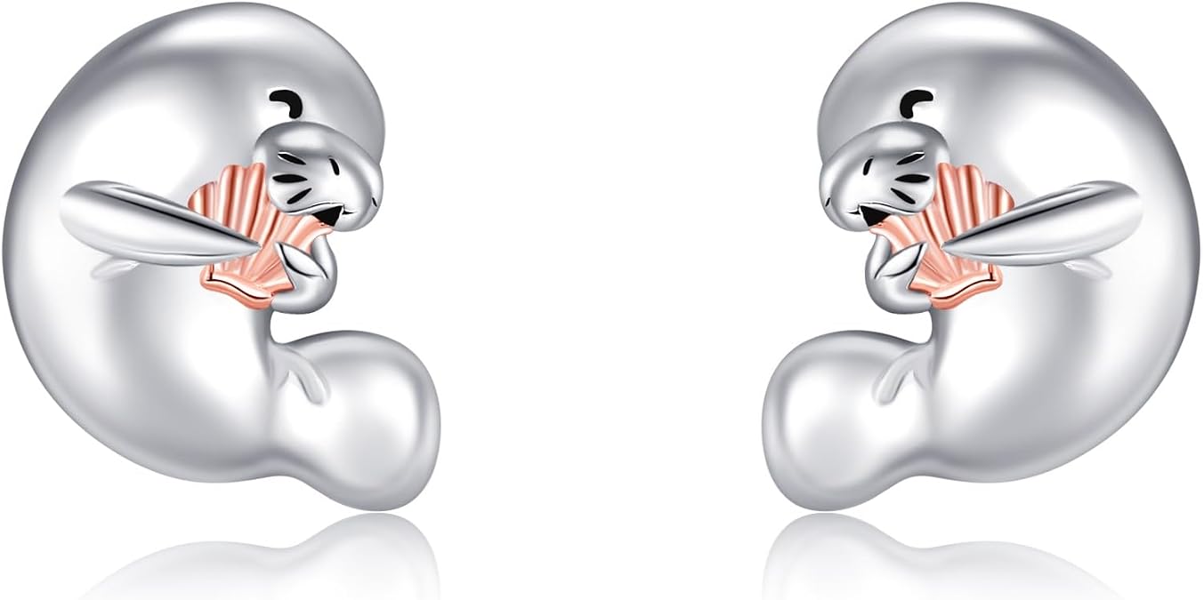 Manatee Gifts Sterling Silver Manatee Earring for Women Cute Animal Earrings Jewelry for Women