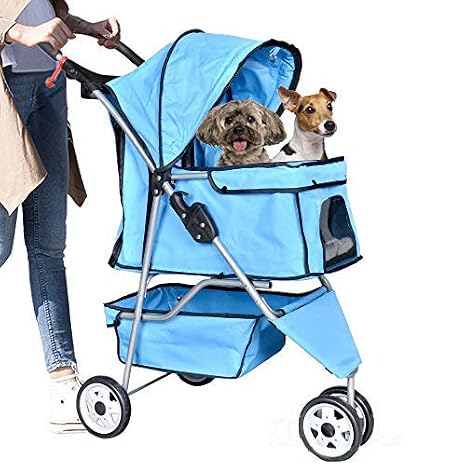 Pet Stroller Dog Stroller Cat Stroller 3 Wheels Pet Stroller Pet Jogging Stroller Pet Jogger Stroller Dog/Cat Cage Travel Lite Foldable Carrier Strolling Cart