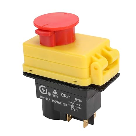 250-Voltage Universal CK21D Safety Switch Emergency Stop Safe Cut Off Waterproof Electromagnetic for Grinding Machine Woodworking Metalworking Machines NVR 16A Resistif 12A Inductive Charge Replacemen