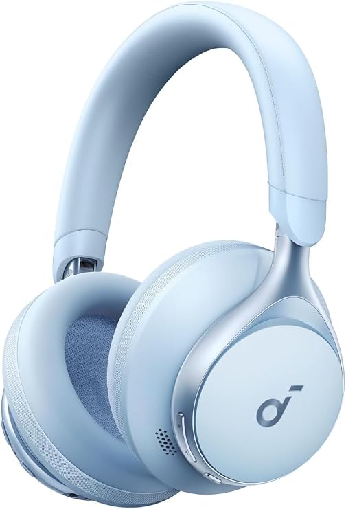 Soundcore by Anker, Space One, Active Noise Cancelling Headphones, 2X Stronger Voice Reduction, 40H ANC Playtime, App Control, LDAC Hi-Res Wireless, Comfortable Fit, Clear Calls, Bluetooth 5.3 (Blue)