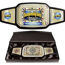 Championship Title Belt for world champions and winners with your personalized custom artwork and text in four areas