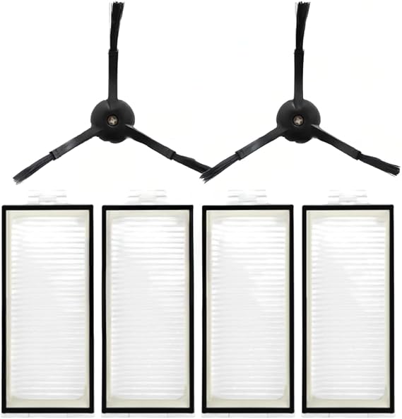 Roborock Q REVO PRO-S-MAXV ile Uyumlu 2 Siyah Yan Fırça 4 Filtre