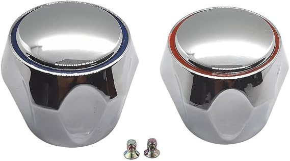2Pcs Replacement Cold & Hot Tap Top Head Covers Bathroom Kitchen Sink Faucet Cover Handle for Basin/Bath and Kitchen Sink Taps, Tap Parts, Handles