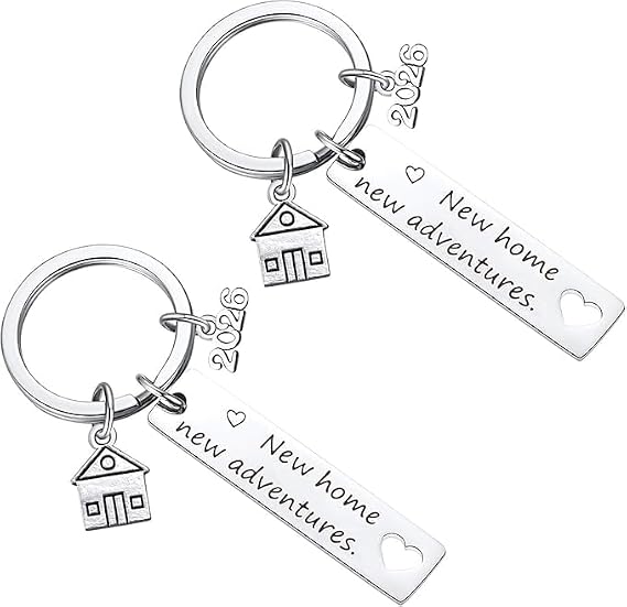 URSMART 2026 New Home Keychain Set,2PCS New House Keychain Housewarming Gift for New Homeowners First Home Gift Sweet Home Keychain for Couple New Home Owners New House Keyring Jewelry