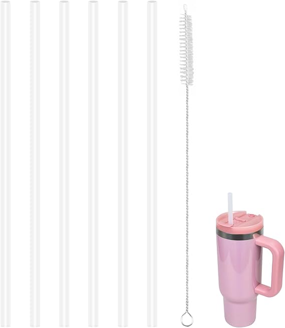 Replacement Straws Compatible With RTIC 40 oz Ceramic Lined Road Trip Tumbler, with 1 Brush (6 Pack for 40oz)
