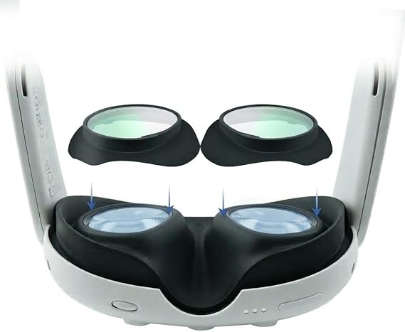 Lens Protector Cover Compatible with Meta Quest 3, Anti-Blue Light & Scratch-Resistant VR Lens Covers, Anti-Glare Glass for Quest 3 Accessories, Eye Strain Relief (1 Pair)