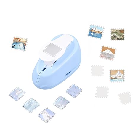 Rectangular Postage Stamp Punch, Pressure Lever Action Craft Punch, Round Hole Paper Punch Toothed Puncher Embosser for Card Making, Scrapbooking and Crafts, DIY Card Make