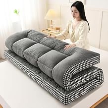 Japanese futon Mattress, Comfortable Portable Sleeping Mattress, Suitable for Single and Double use, Foldable.(Gray,180x200cm)
