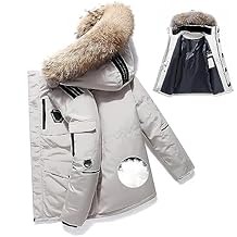 LIYUN Jacket Men's Down Jacket Big Goose Autumn and Winter Thickened Coat Canada Style Warm Snow Coat Jacket with Hood,S-2XL(White,XX-Large)