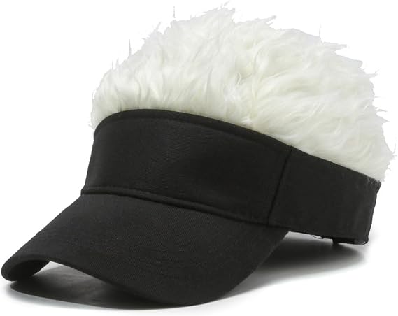 Novelty Hair Visor Sun Cap Wig Peaked Baseball Hat with Spiked Hairs