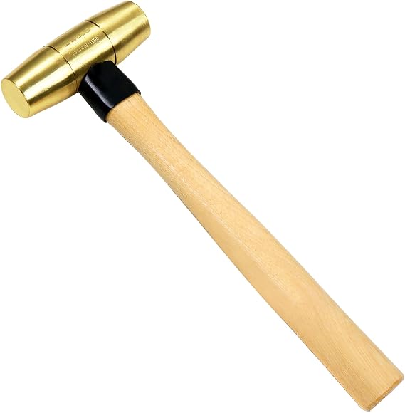WEDO 16oz Brass Hammer,Solid Brass Mallet Hammer with Wooden Handle