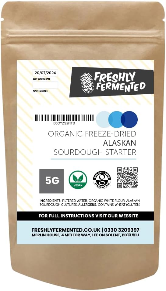 Freshly Fermented Organic Sourdough Starter Kit — Freeze-Dried 1899 Alaskan Culture | Beginner Friendly | Vegan Friendly | Live Wild Yeast, Just Add Water