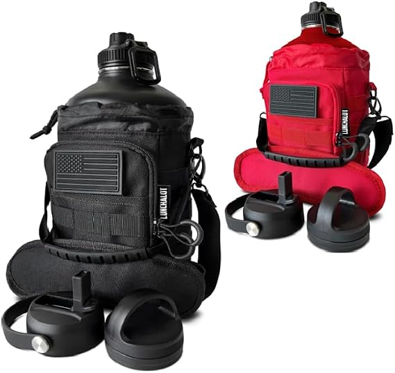 Black and Red 1 Gallon Insulated Water Bottle Bundle
