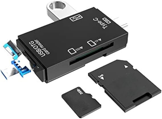 Card Reader Memory Card Reader Micro SD Card Reader USB 2.0 SD Card Reader with OTG and Type C Adapter