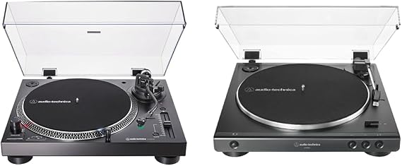 Audio-Technica ATLP120XBTUSB Wireless Direct-Drive Turntable, Black & AT-LP60X-BK Fully Automatic Belt-Drive Stereo Turntable, Black, Hi-Fi, 2 Speed