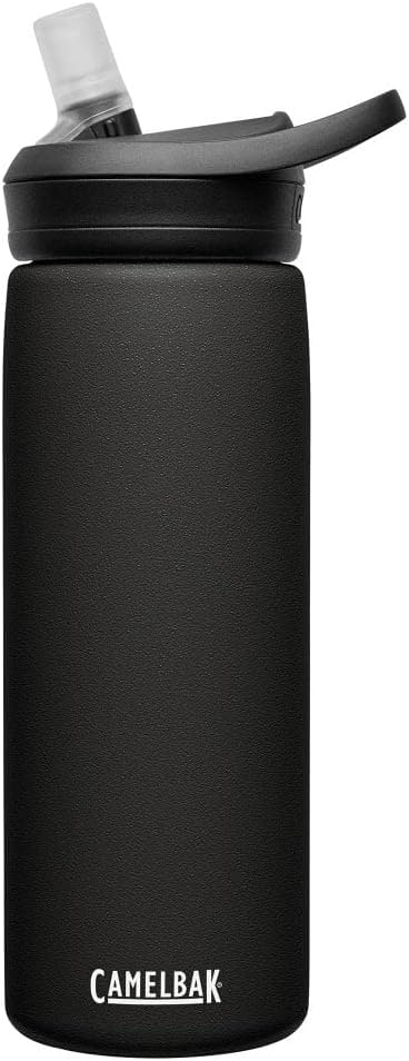 CamelBak Eddy+ Stainless Steel Bite Valve Water Bottle 20oz, Black | Bite Valve Straw System, Vacuum Insulated Steel, Spill Resistant Lid, Integrated Carry Handle, Powder Coat Finish