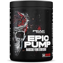 PEAK Epic Pump - 500g Flavour Sour Cherry I 20 Servings I Concentrated Pre Workout Booster Without Caffeine with L-Citrulline Malate, L-Arginine HCL/Nitrate and Taurine I Vegan