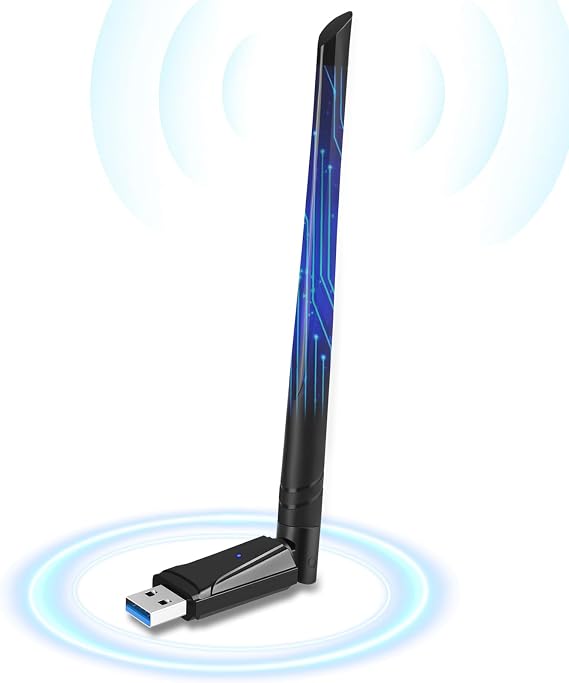 USB WiFi Antenna, WiFi Adapter for Desktop PC, Dual Band 1300Mbps, USB3.0 | 2.4GHz/5GHz, 5dBi Antenna, Support Windows11/10/8.1/8/7/XP, Mac OS 10.9-10.15,Business Sel.