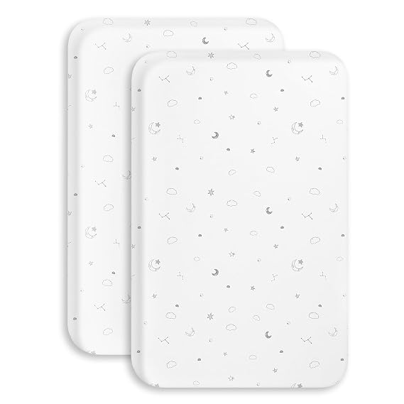 Papablic 2-Pack Baby Bassinet Sheets Fitted Mattress 33" x 21.6"