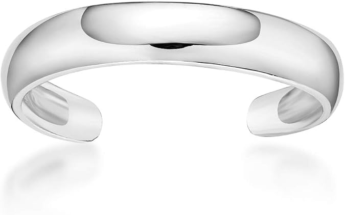 Lavari Jewelers Classic Open Band Toe Ring for Women I 10k White or Yellow Gold Toe Ring for Her I Adjustable Open Toe Band I One Size Fits Most Toes I 3 mm Wide Body Jewelry