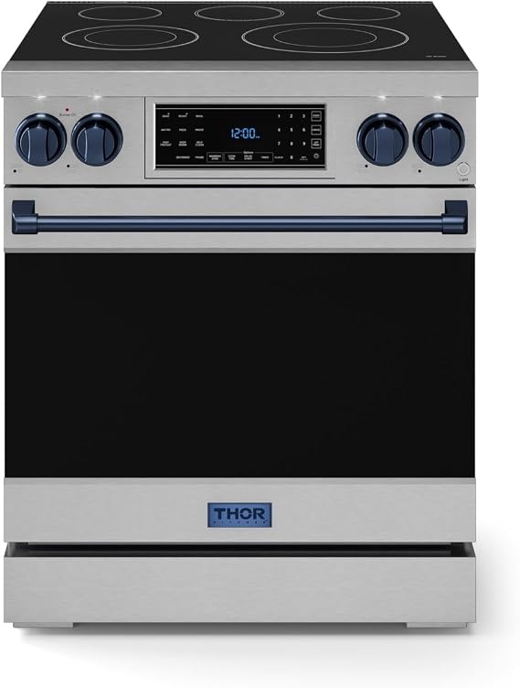 Gordon Ramsay by THOR Kitchen 30 Inch Professional Electric Range with Tilt Panel Touch Control in Stainless Steel/Navy Blue