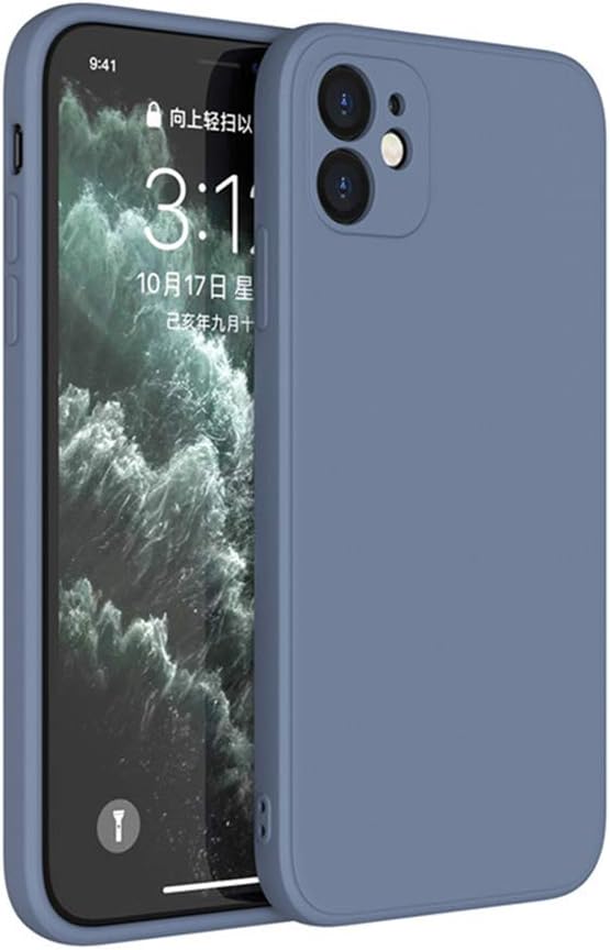 Liquid Silicone Case Compatible with iPhone 12 Mini 5.4", Anti Scratch & Fingerprint, Microfiber Liner Shockproof Full Body Slim Soft Gel Rubber Enhanced Camera & Screen Drop Protection, Lavender Gray
