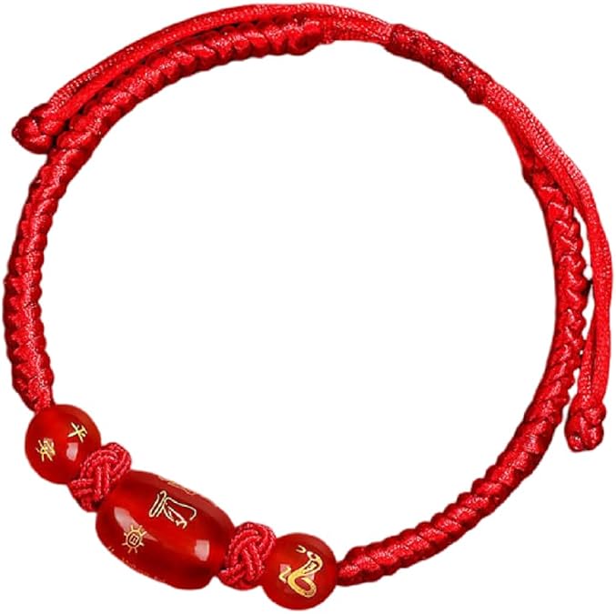 2025 New Year of Snake Red String Bracelet Adjustable 12 Zodiac Horse Charm Bracelet Chinese Animal Good Luck Feng Shui Red Rope Bracelet Jewelry Gifts for Women Men