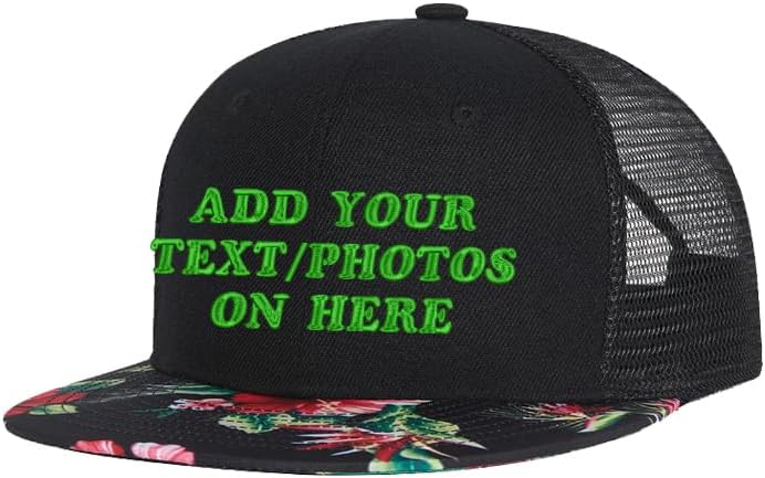 Embroidered Flat Bill Caps with Custom Logo and Text Snapback Hats