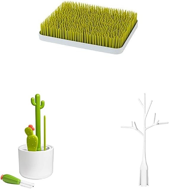 Boon Baby Bottle Drying Rack Bundle - Countertop Rack, Cleaning Brushes, and Drying Rack Accessory