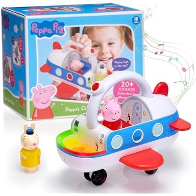 Wow! Stuff Peppa Pig Toys Clever Plane | Pre-School Learning Interactive Toy | 25 Lights, Sounds and Phrases | Reacts to Motion Detection | for Toddlers Both Girls and Boys Ages 3, White