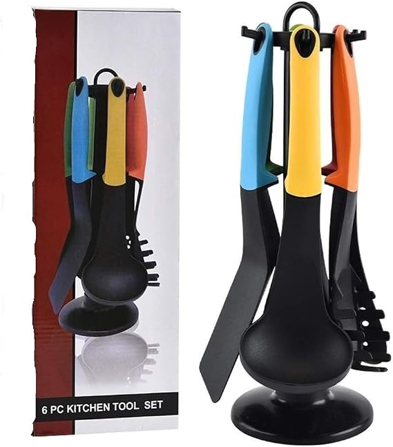 Silicone Kitchen Utensil Set - 6 Nylon Cooking Utensils with Spatula Gadgets Cookware Best Tool Sets ，Cooking Spoon
