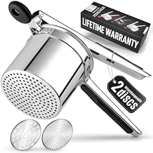 Zulay Kitchen Premium Large 15oz Potato Ricer, Heavy Duty Professional Stainless Steel Potato Masher and Ricer Kitchen Tool, Press and Mash Kitchen Gadget - Silver/Black