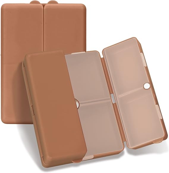 FYY Travel Pill Organizer,7 Compartments Large Pill Box Medicine Case-Brown