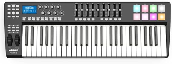 DTM DAW MIDI Controller Controller USB Keyboard Controller, Yueou PANDA49 Portable 49 Keys USB MIDI Keyboard Controller 8 RGB Colorful Backlit Trigger