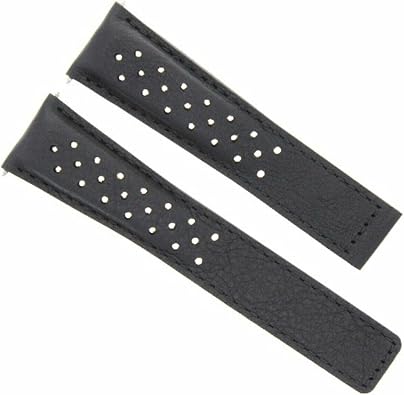 Ewatchparts Leather Watch Band Strap 22mm Compatible With Tag Heuer Carrera Monaco Cw2113-0 Deployment Black