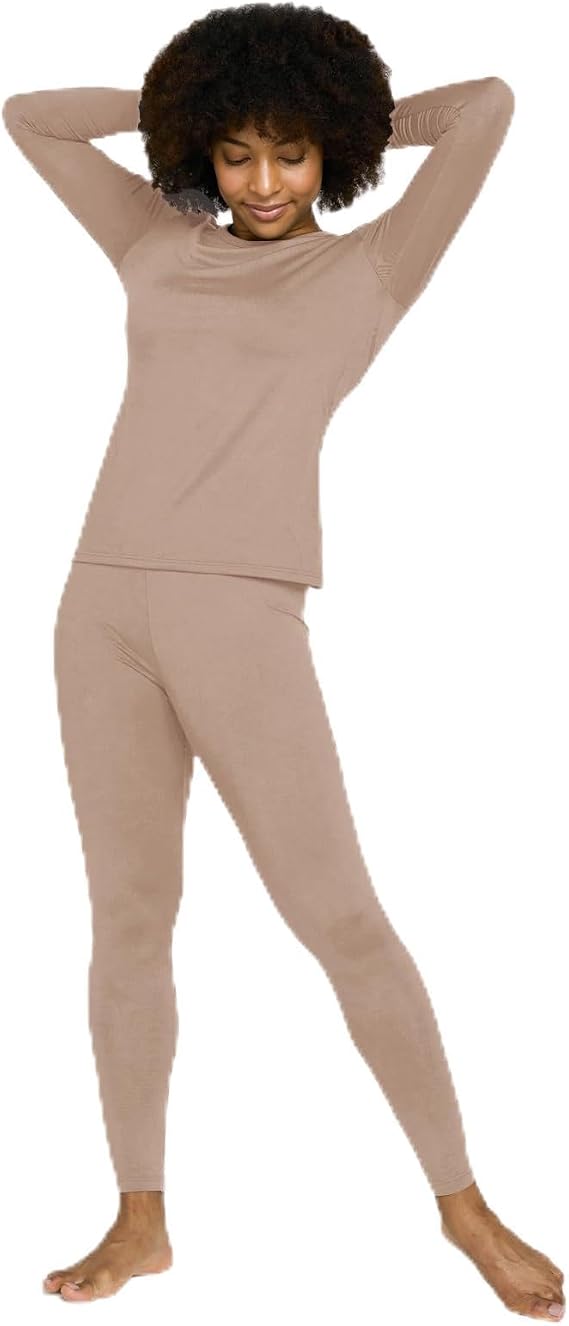 LAPASA Women's Thermal Underwear Set Light/Mid/Heavy Weight L17/ L41/L44 | Soft fleece-lined top and bottom base layer set with lite, midweight, and heavyweight options for skiing or daily wear.