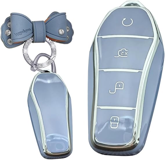 Key Fob Accessory Key Bag Fits for BYD Atto 3 Han Tang Song Pro-DM-i Yuan Qin Seal Dolphin TPU Key Protection Car Key Case Key Shell 4 Buttons Blue